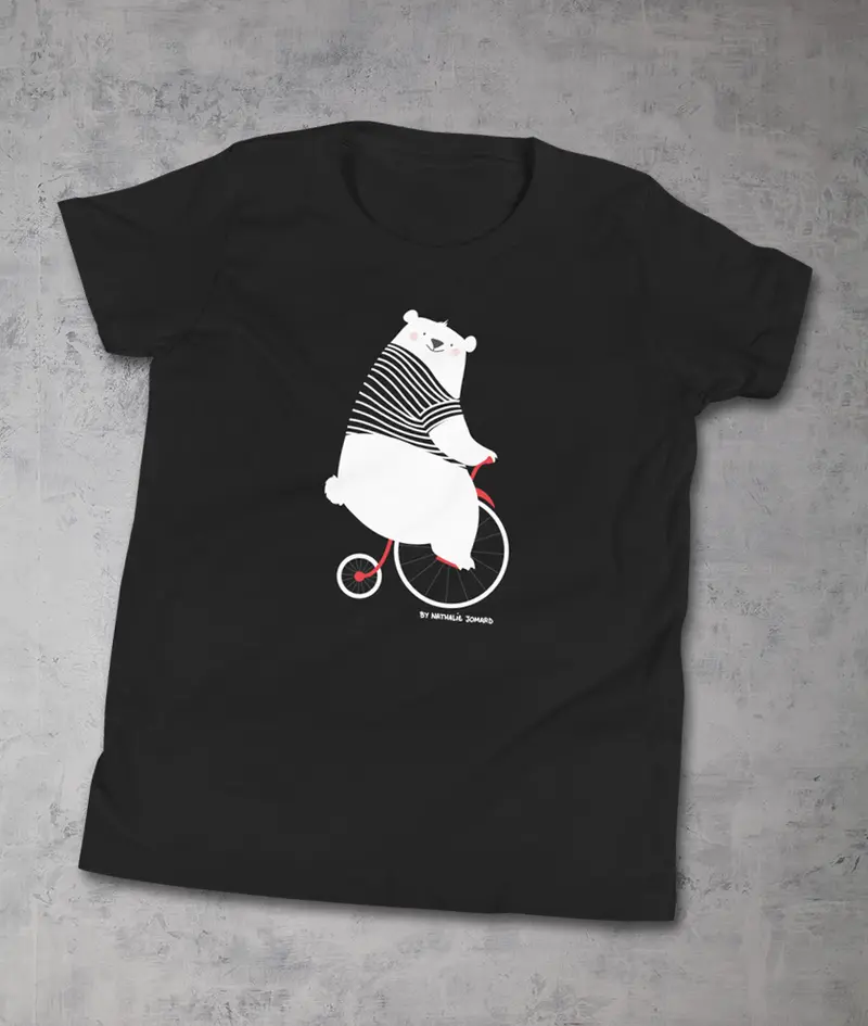Nounours fait du vélo by Nathalie Jomard - T-shirt premium à col rond pour Enfant