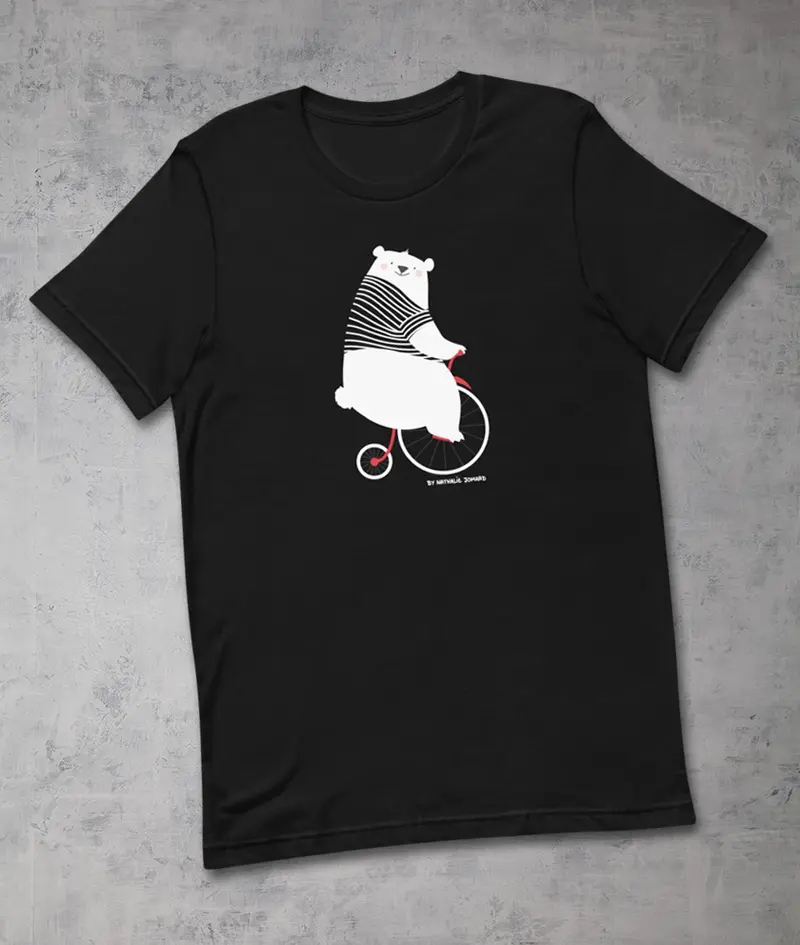 Nounours fait du vélo by Nathalie Jomard - T-shirt premium unisexe à col rond