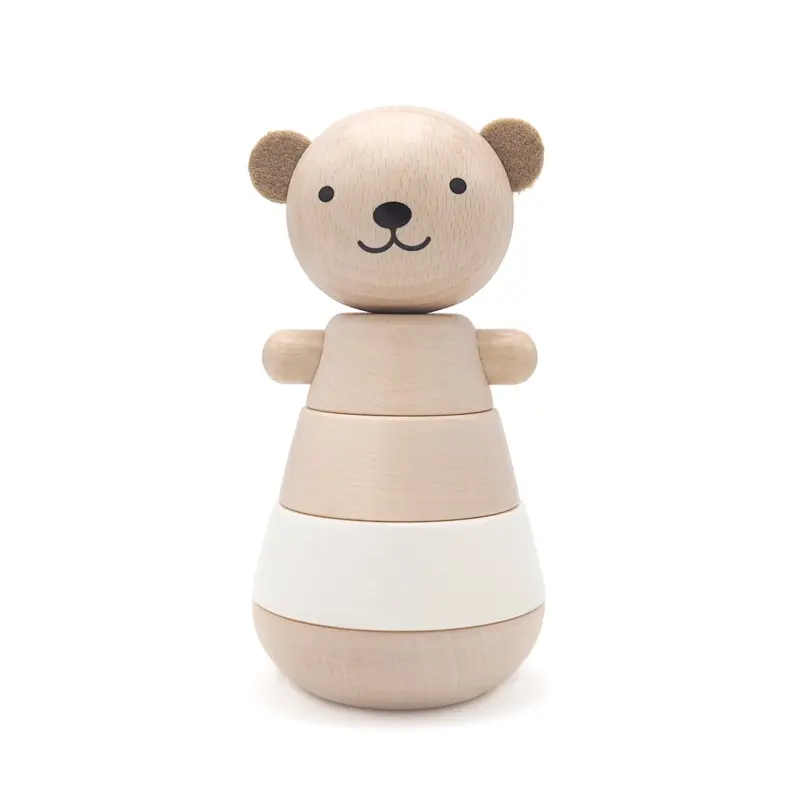Ours empilable blanc en bois