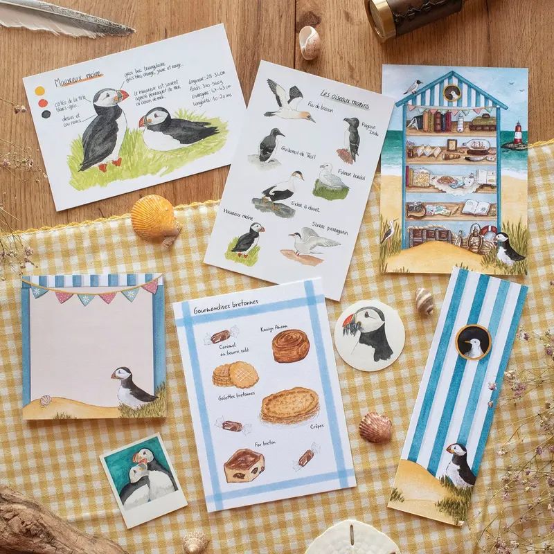 PACK Bord de mer - papeterie, carte, marque-page, bloc-notes, stickers