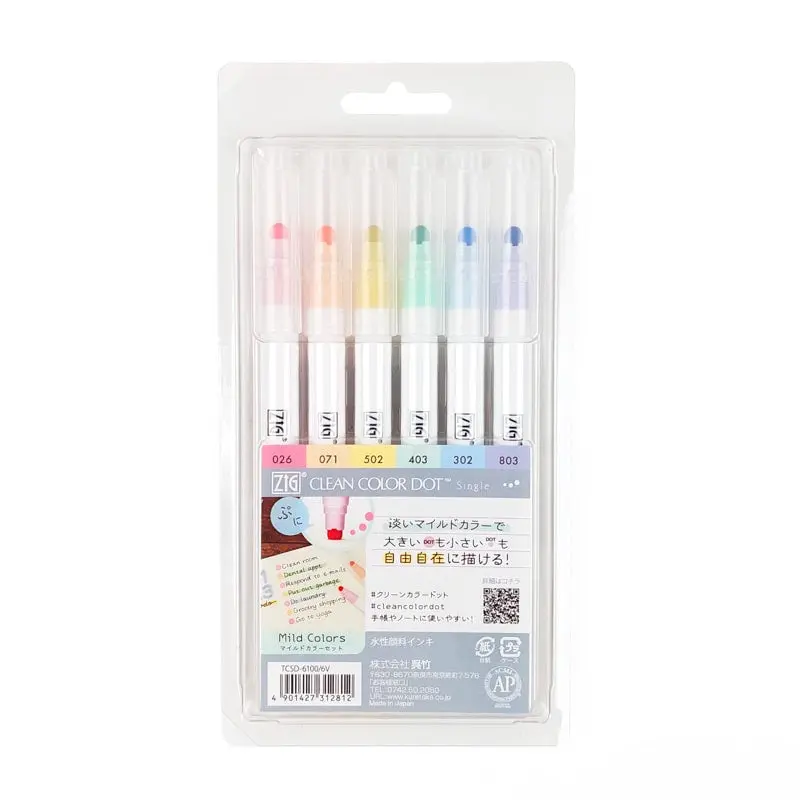 Pack de 6 Rotuladores Dot Mild