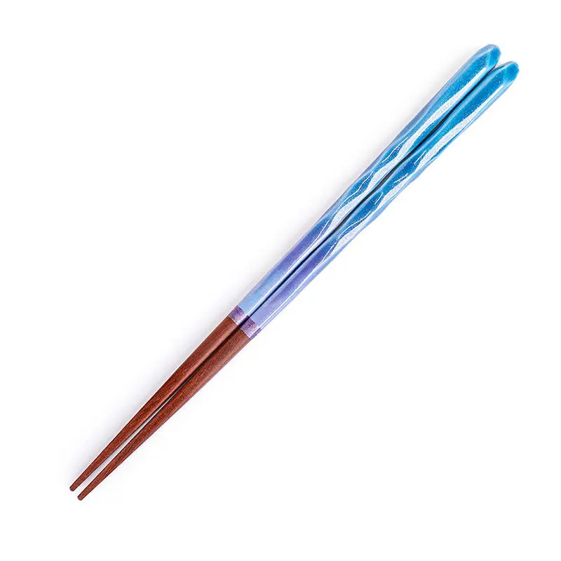 Palillos Japoneses Ondulados Purpurina Azul