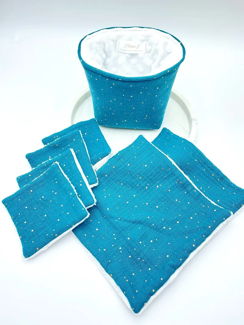 Panier Garni Bleu Pétrole Cotons Serviettes
