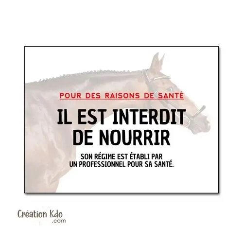 Panneau Il est interdit de nourrir Plaque cheval panneau de box
