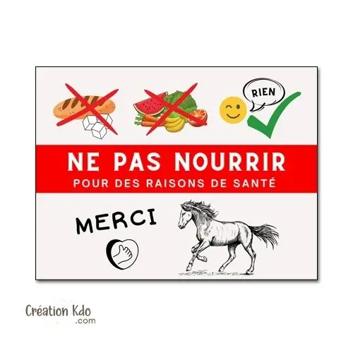 Panneau Ne pas nourrir pour des raisons de santé merci Plaque cheval panneau de box