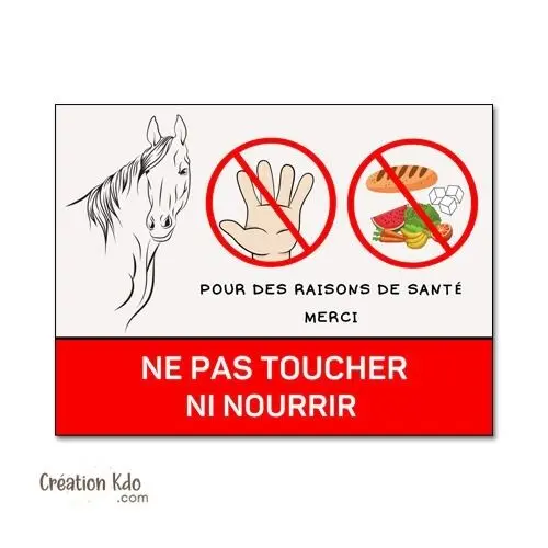 Panneau Ne pas toucher ni nourrir raisons de santé Plaque pour votre cheval