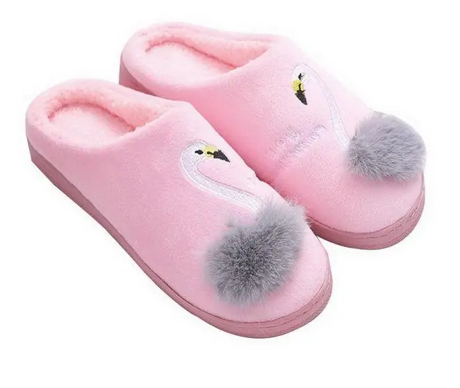 Pantoufles Flamant Rose Pompon Rose