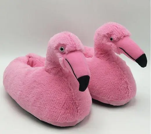 Pantoufles Peluche Flamant Rose