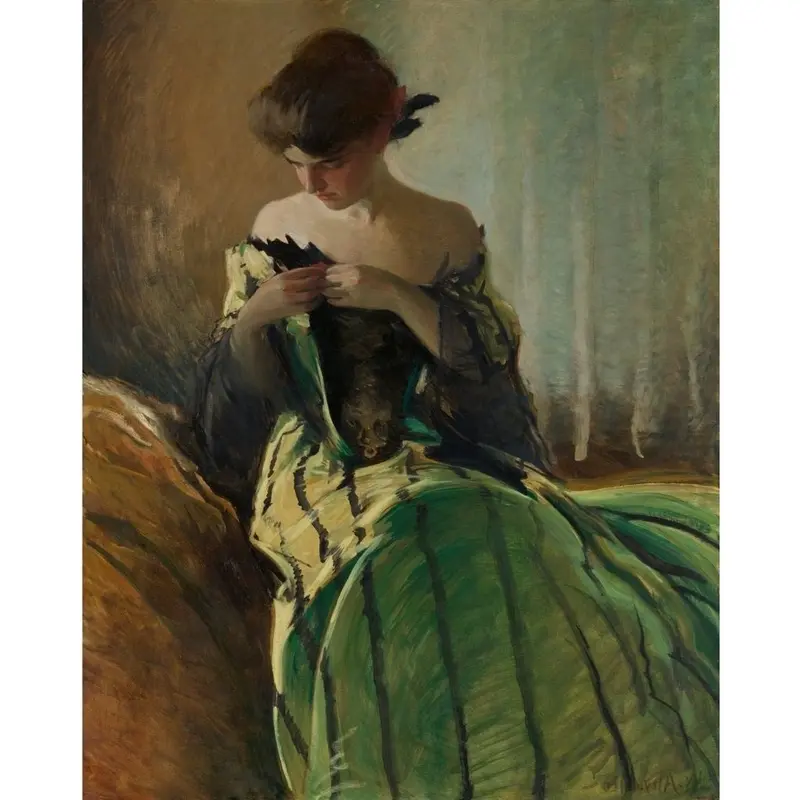 Papier de découpage, menthe par Michelle, étude inversée en noir et vert