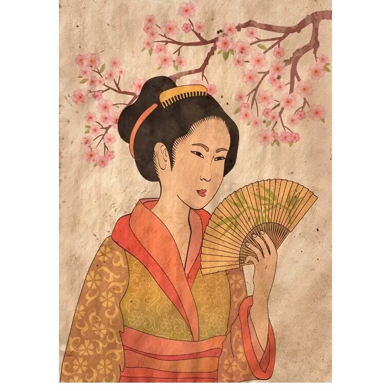 Papier de découpage Reverse Geisha, Menthe par Michelle