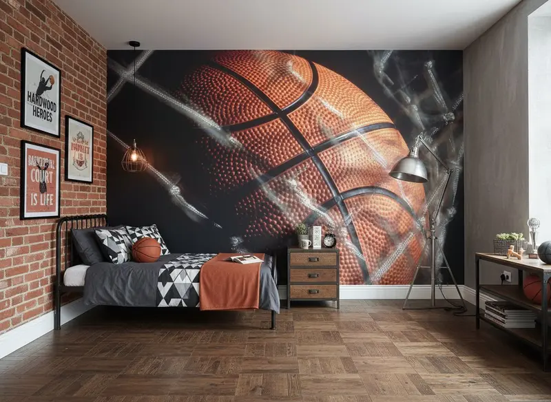 Papier Peint Basketball Personnalisé - Déco Sportive Sur Mesure
