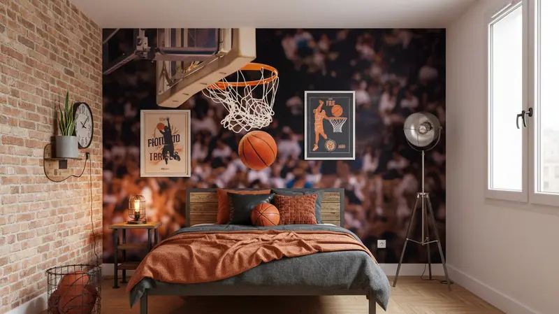 Papier Peint Basketball Sports panier  - Déco Murale Sur Mesure