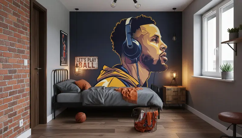 Papier Peint Basketball Stephen Curry - Déco Murale Customisée