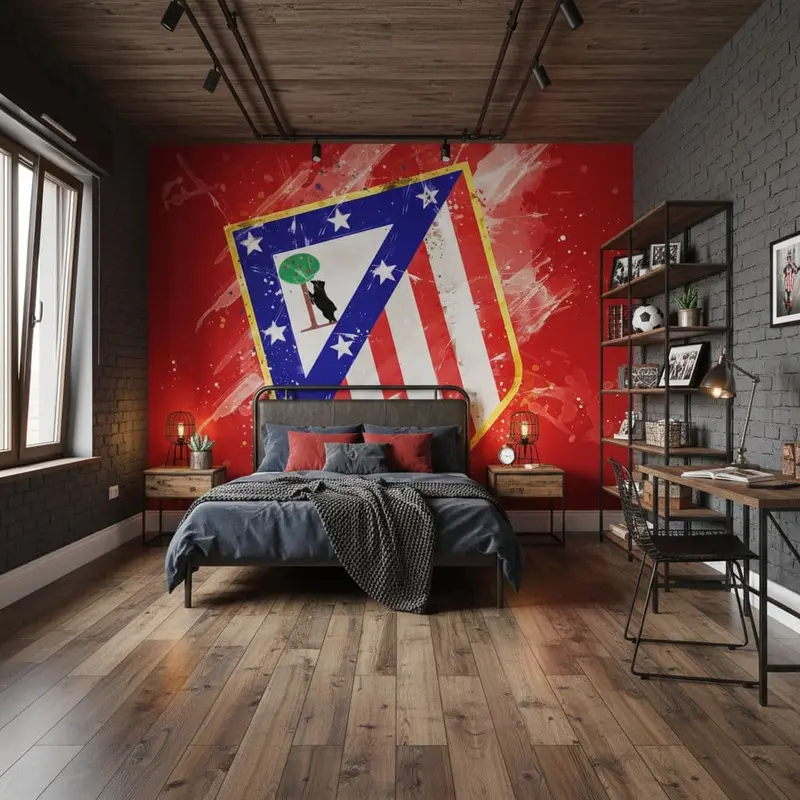 papier peint foot Atletico Madrid football deco