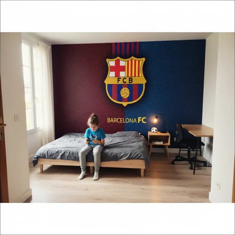 Papier peint foot - logo FC BARCELONE deco Barca