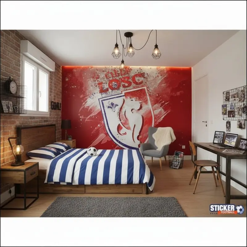 papier peint football Lille LOSC peinture effet deco