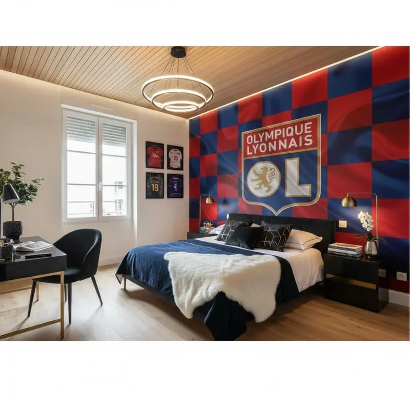 papier peint football Olympique de Lyon effet