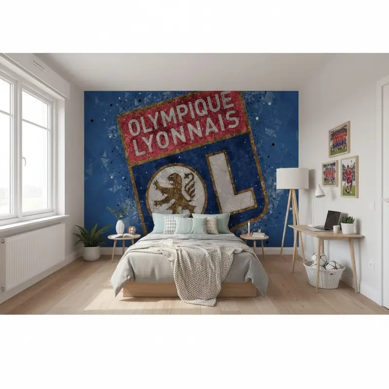 papier peint football Olympique Lyon decoration