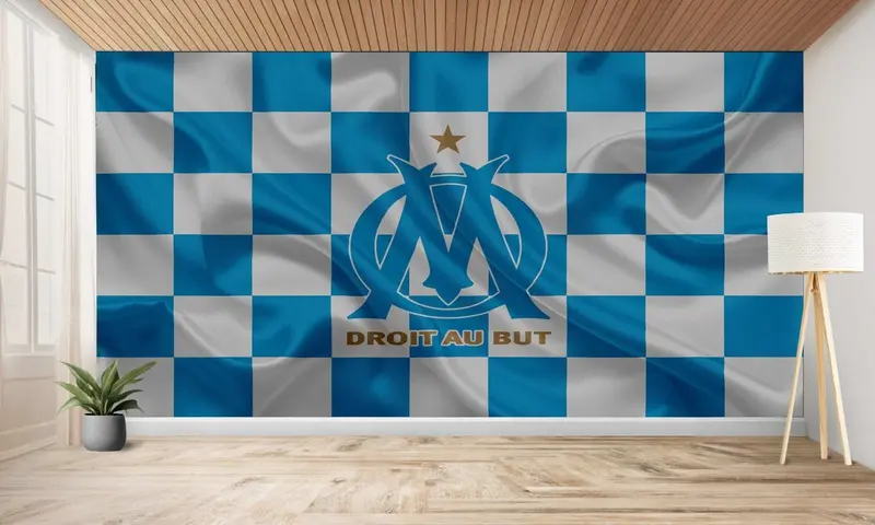 papier peint football Olympique Marseille effet drapeau