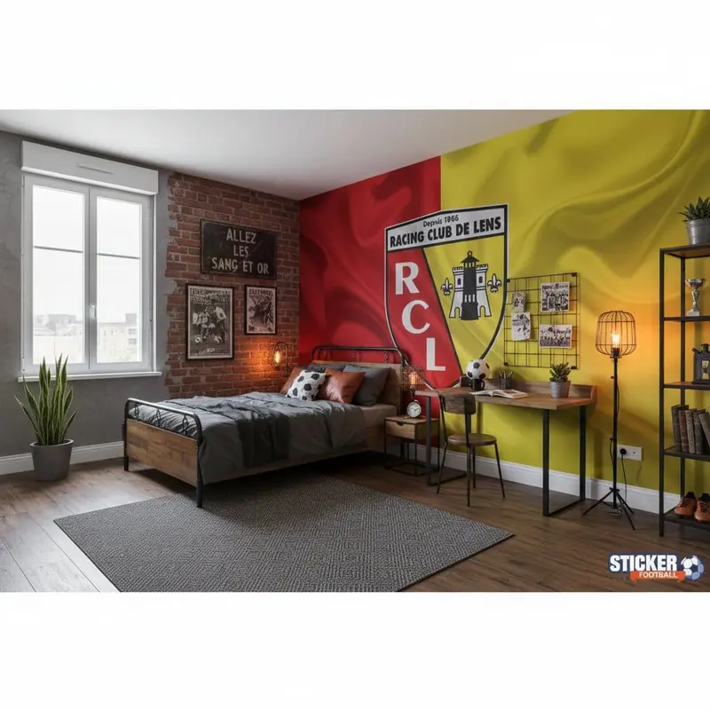 papier peint football RC Lens deco foot effet