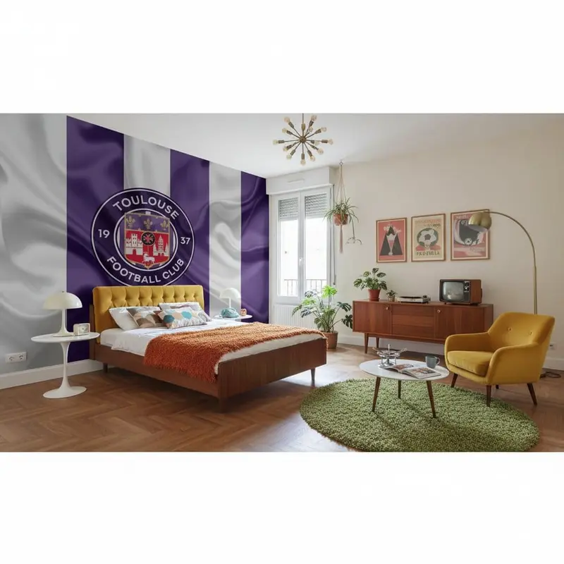 papier peint football Toulouse drapeau effet deco