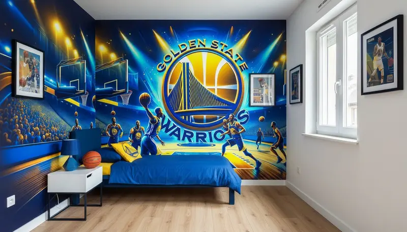 Papier Peint Golden State Warriors - Déco Basket Sur Mesure