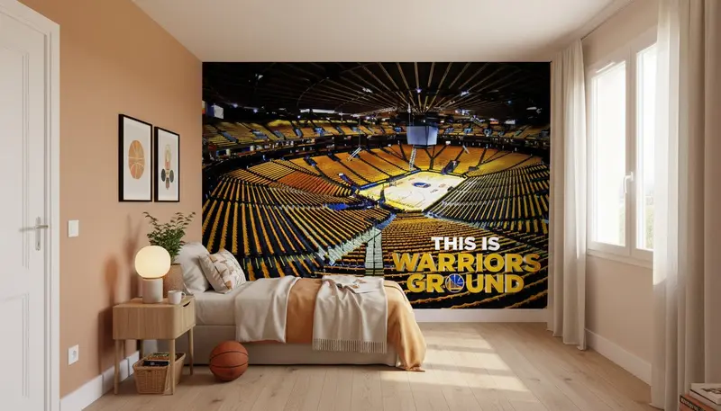 Papier Peint Golden State Warriors - Déco Basketball Sur Mesure