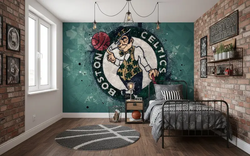 Papier Peint NBA Boston Celtics - Déco Thème Basketball