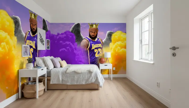 Papier Peint NBA Lakers LeBron James - Déco Sportive