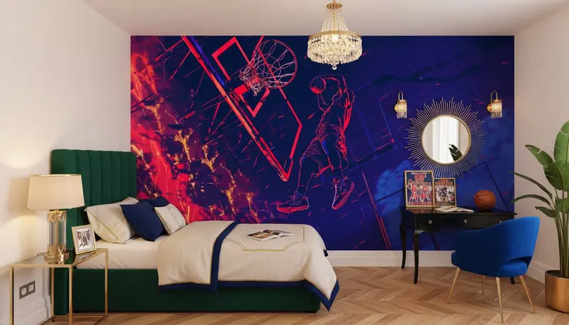 Papier Peint Slam Dunk Basketball - Déco Murale Sur Mesure