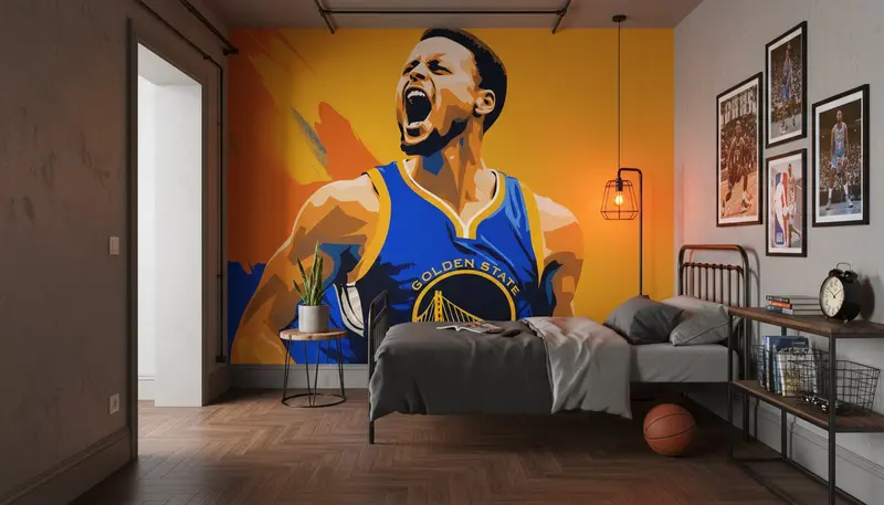 Papier peint Stephen Curry Golden State Warriors - Déco Basket