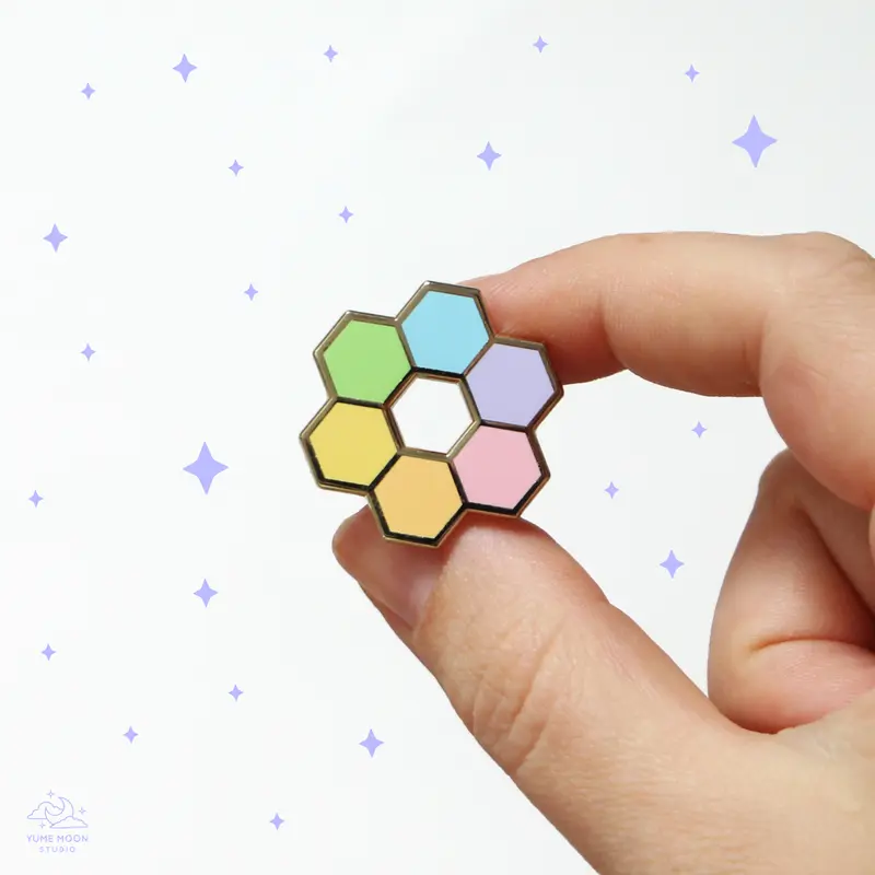 Pastel Rainbow Honeycomb Enamel Pin