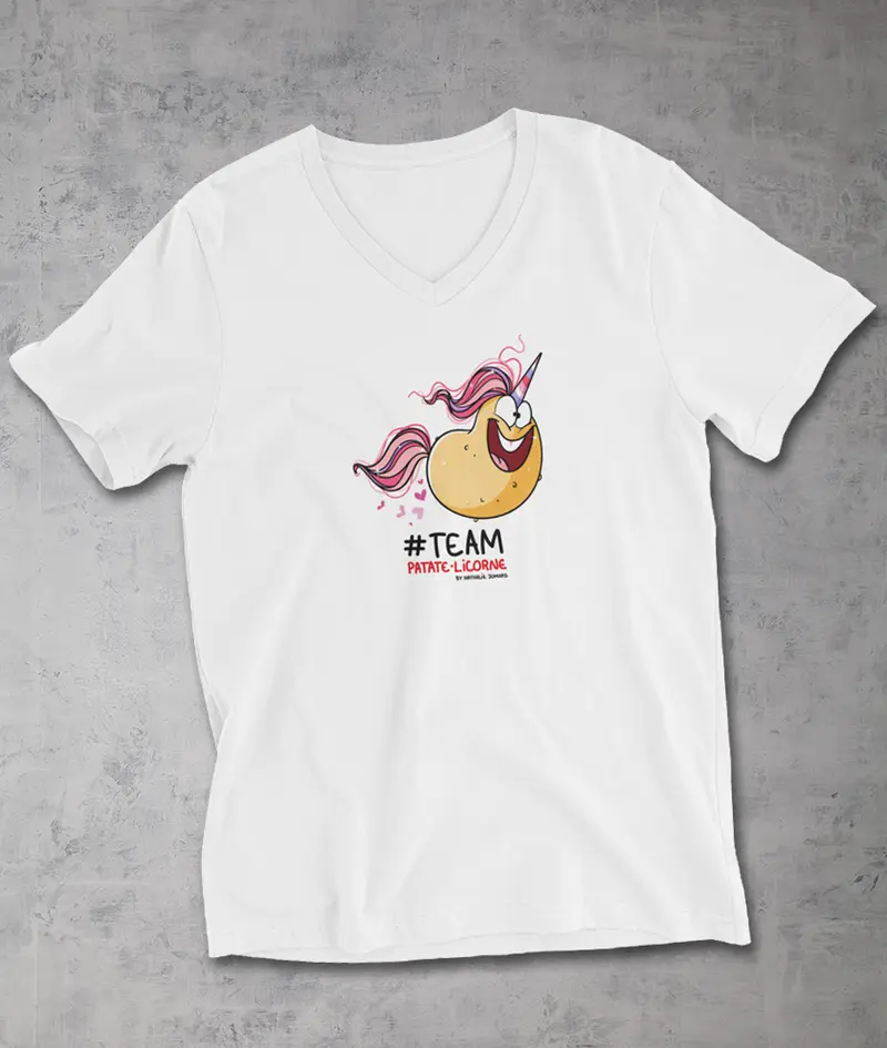 Patate-Licorne by Nathalie Jomard - T-shirt Unisexe à Col V
