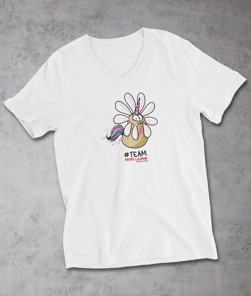 Patate-Licorne en fleur by Nathalie Jomard - T-shirt Unisexe à Col V