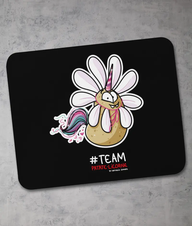 Patate-Licorne en fleur by Nathalie Jomard - Tapis de souris