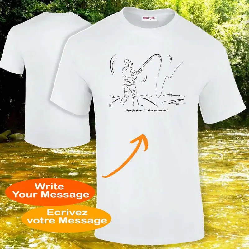 Pêche à la mouche sur T-shirt