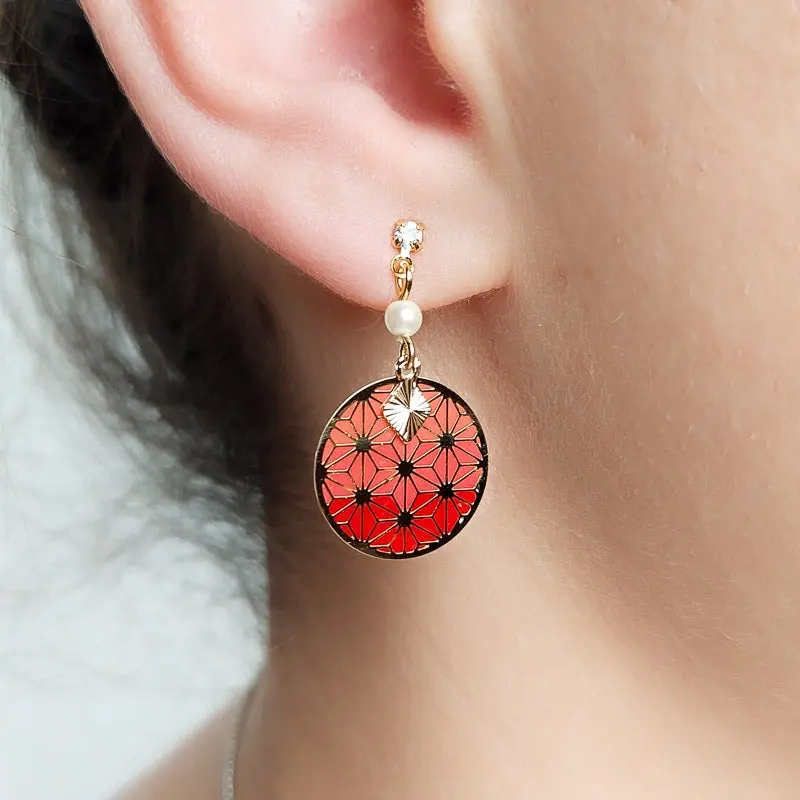 Pendientes Asanoha Rojos