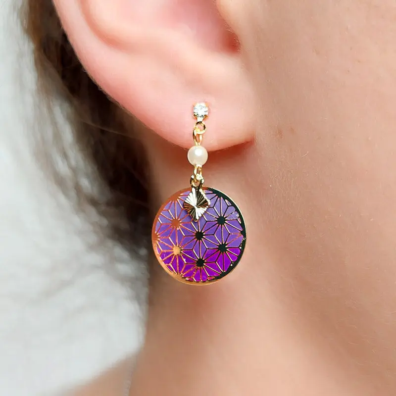 Pendientes Asanoha Violeta