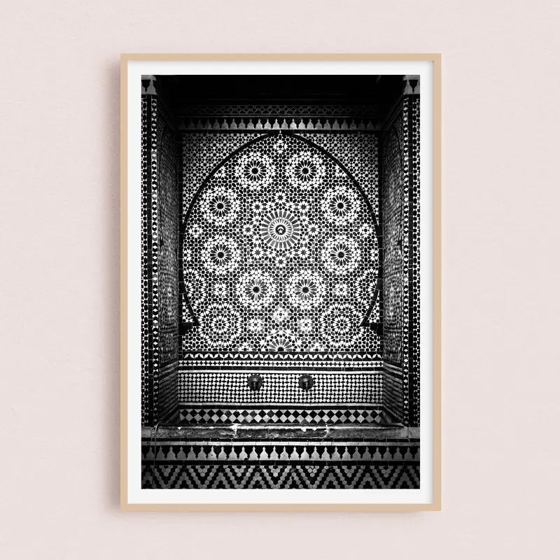 Photographie Zellige Noir et Blanc | Marrakech Maroc