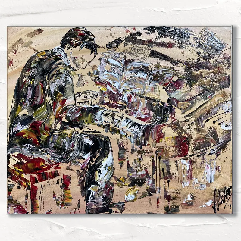 Pianiste- Peinture sur toile 55x46cm