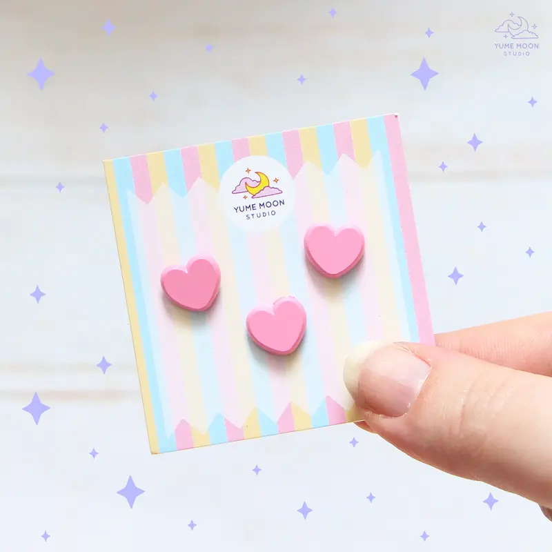 Pink Hearts - Set of 3 Tiny Dyed Enamel Pin