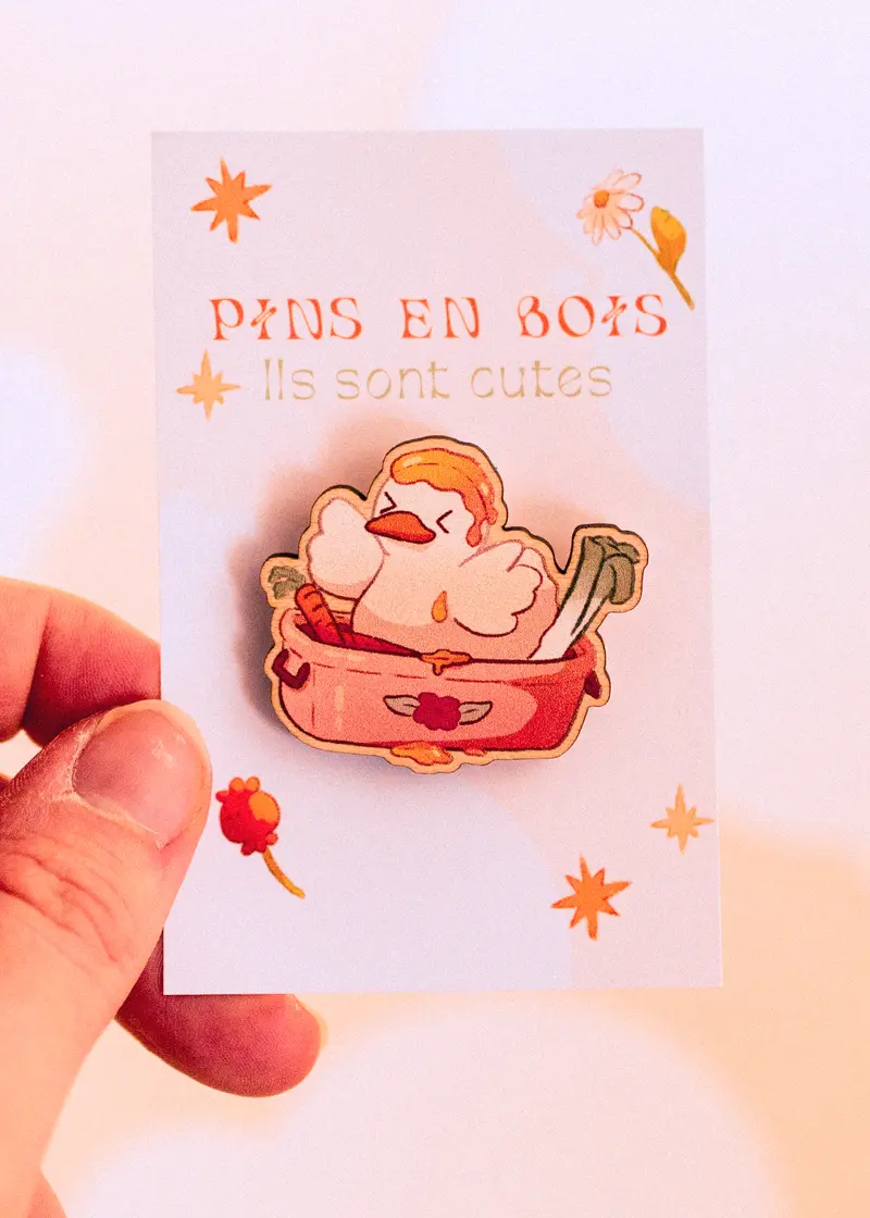 Pins en bois - Canard dans un plat