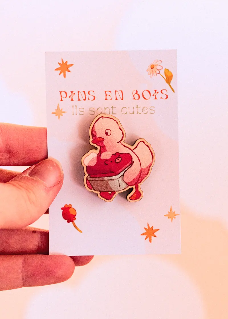 Pins en bois - Canard et sa brioche