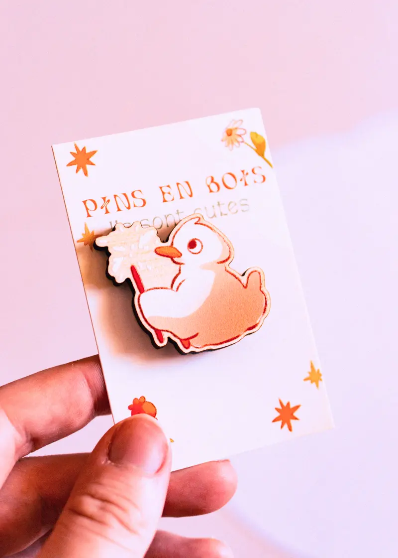 Pins en bois - Canard feu d'artifice