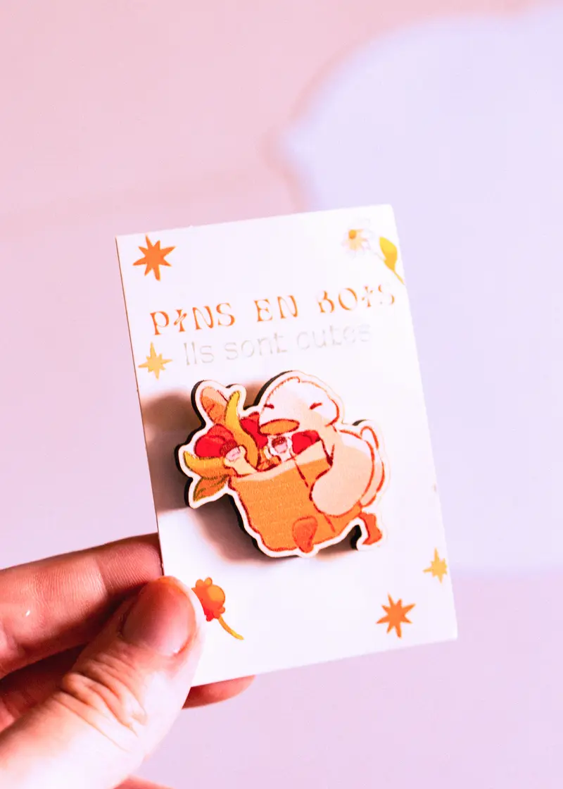 Pins en bois - Canard qui fait ses courses