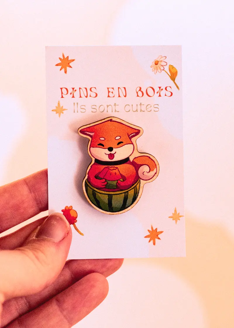Pins en bois - Shiba pastèque