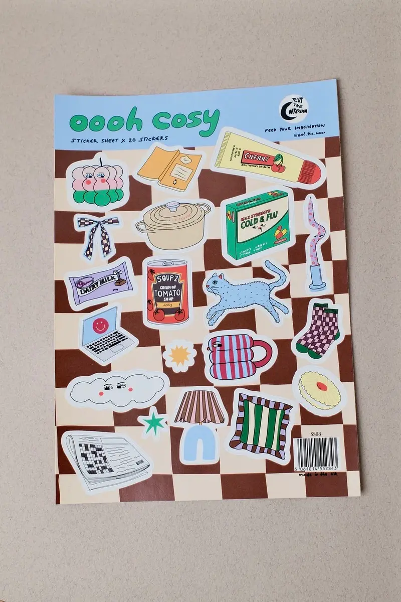 Planche d'Autocollants "Cosy" en Vinyle - Eat The Moon