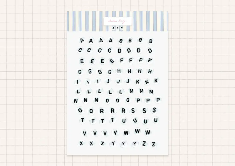 Planche de stickers lettres perles