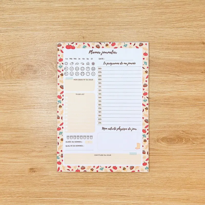 Planner Journalier "Automne"- Bloc-notes A5