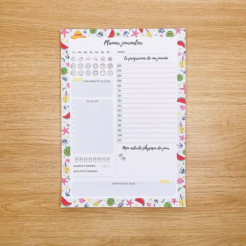 Planner Journalier "Été"- Bloc-notes A5